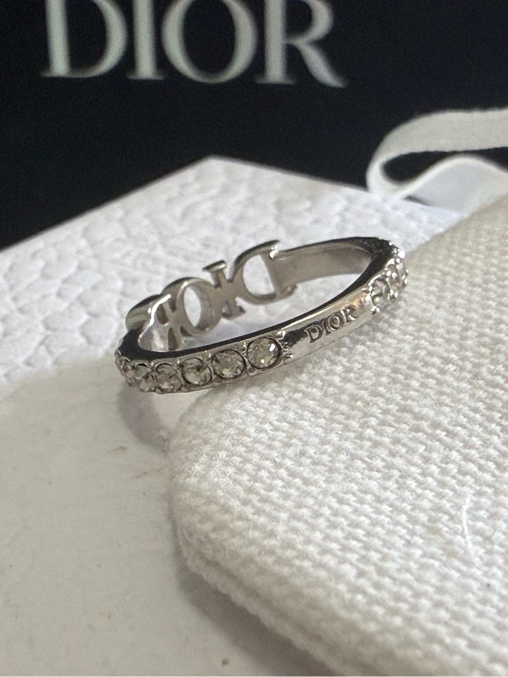 Dior Silver Crystal-Embellished Ring